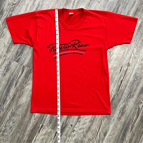 Vintage 80's Puerto Rico Red Short Sleeve Shirt Made in USA - Picture 4 of 6